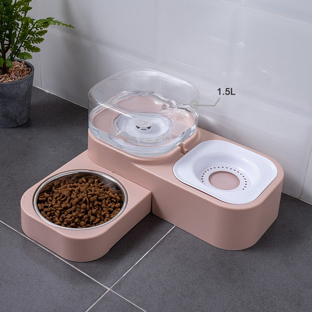 Cats Feeder with Automatic Drinking Fountain 1.5L Capacity